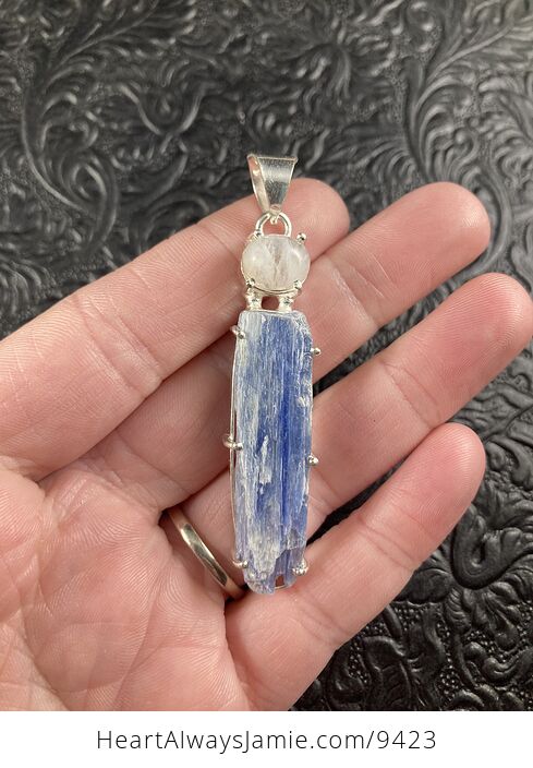 Kyanite and Moonstone Crystal Stone Jewelry Pendant - #Yx6l2Fibr9A-1