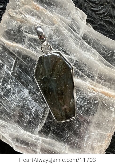 Labradorite Coffin Shaped Halloween Crystal Stone Jewelry Pendant - #XnXotWb1zho-5