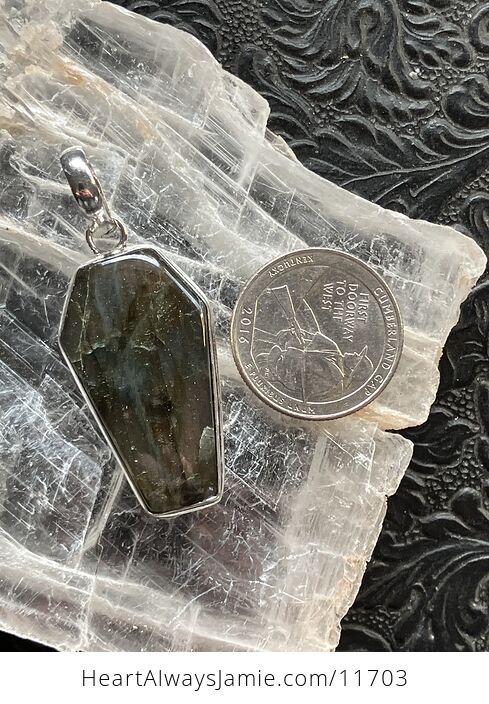 Labradorite Coffin Shaped Halloween Crystal Stone Jewelry Pendant - #XnXotWb1zho-6