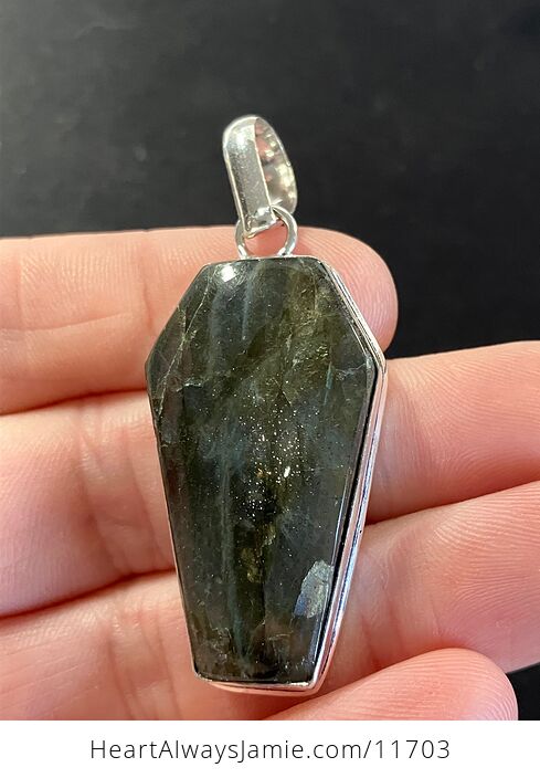 Labradorite Coffin Shaped Halloween Crystal Stone Jewelry Pendant - #XnXotWb1zho-4