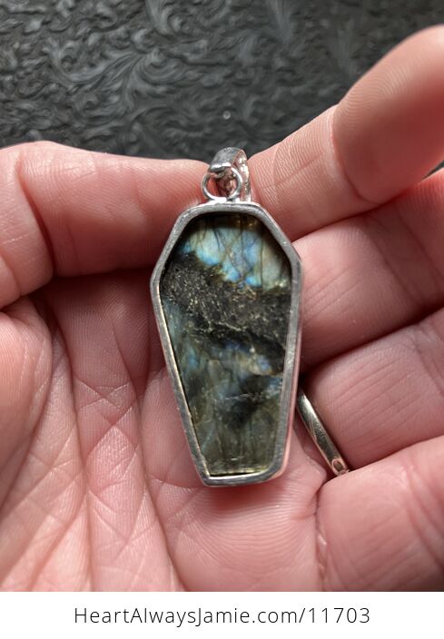 Labradorite Coffin Shaped Halloween Crystal Stone Jewelry Pendant - #XnXotWb1zho-13