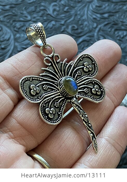 Labradorite Dragonfly Stone Jewelry Crystal Pendant - #ytyPnSeWnlc-3