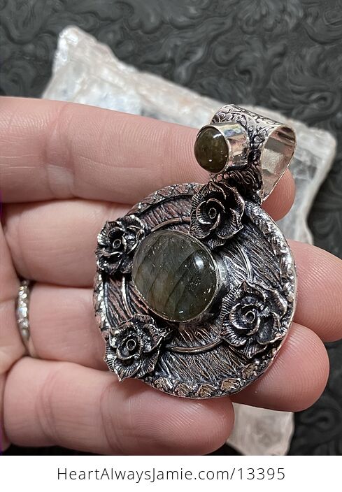 Labradorite Floral Rose Pendant Crystal Stone Jewelry - #o09h96I4SbY-4