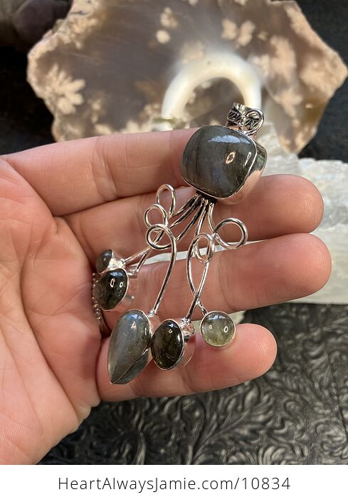 Labradorite Gemstone Crystal Jewelry Swirl Pendant - #6njWiov1reM-4