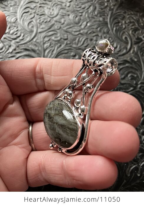 Labradorite Gemstone Jewelry Crystal Fidget Pendant - #OUfC8PaEPEU-5
