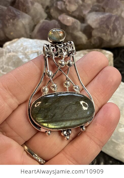 Labradorite Gemstone Jewelry Crystal Fidget Pendant - #iXQsblPJ8FA-1