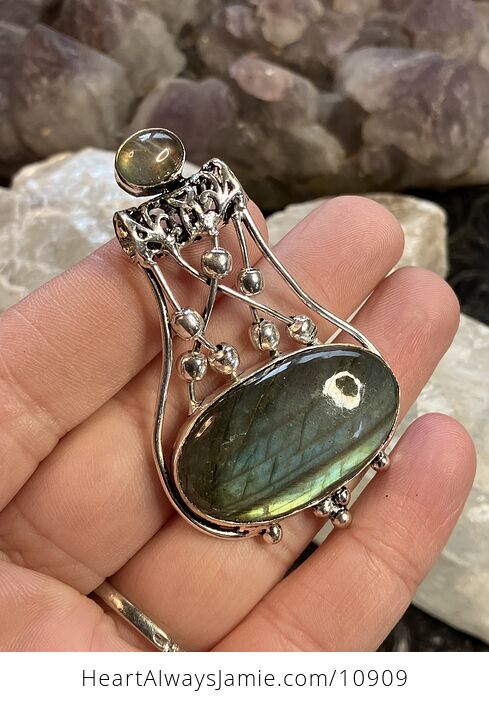 Labradorite Gemstone Jewelry Crystal Fidget Pendant - #iXQsblPJ8FA-2