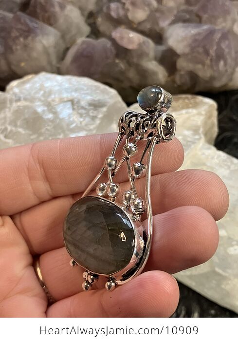 Labradorite Gemstone Jewelry Crystal Fidget Pendant - #iXQsblPJ8FA-3