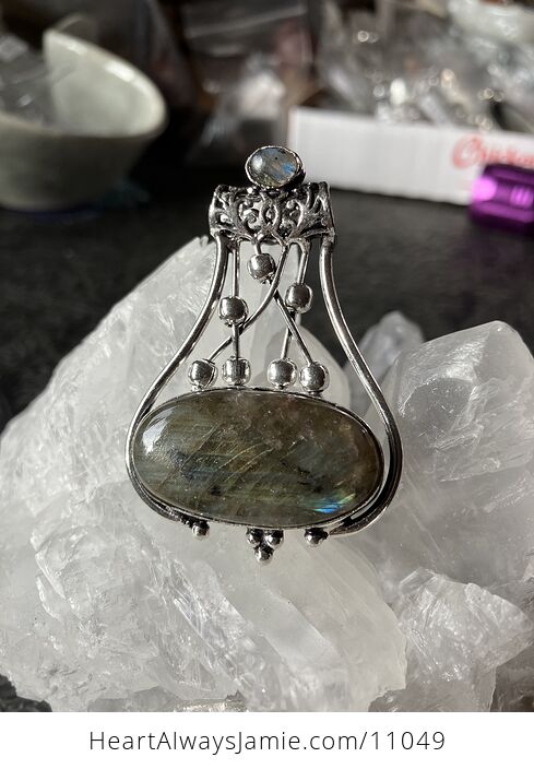 Labradorite Gemstone Jewelry Crystal Fidget Pendant - #w7MKSL077Ac-2