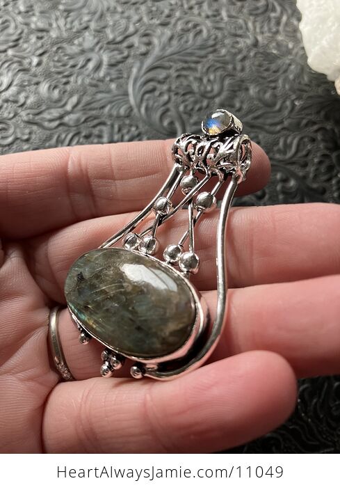 Labradorite Gemstone Jewelry Crystal Fidget Pendant - #w7MKSL077Ac-5