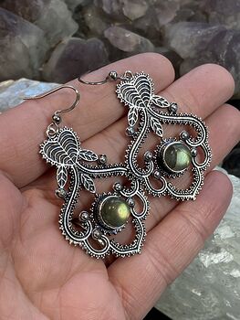 Labradorite Leaf Fairycore Stone Crystal Jewelry Earrings #O5LOmOjZOOE