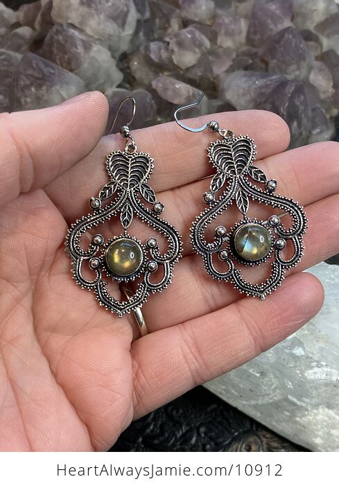 Labradorite Leaf Fairycore Stone Crystal Jewelry Earrings - #O5LOmOjZOOE-2