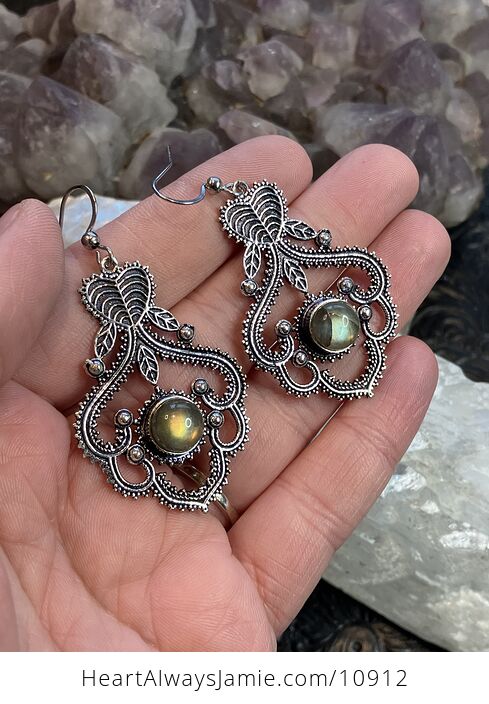 Labradorite Leaf Fairycore Stone Crystal Jewelry Earrings - #O5LOmOjZOOE-3