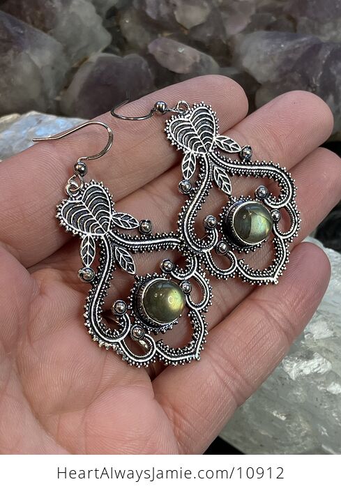 Labradorite Leaf Fairycore Stone Crystal Jewelry Earrings - #O5LOmOjZOOE-1