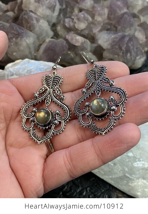 Labradorite Leaf Fairycore Stone Crystal Jewelry Earrings - #O5LOmOjZOOE-4