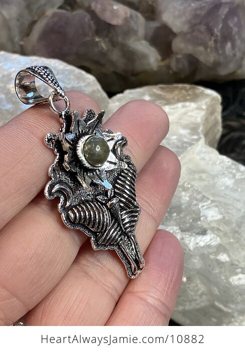 Labradorite Luna Moth Sun Crescent Moon Lunar Mystic Handcrafted Stone Jewelry Crystal Pendant - #qliqUZUKsdA-3