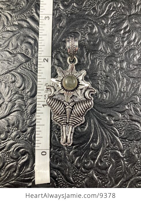 Labradorite Moon and Lunar Moth Crystal Stone Jewelry Pendant - #wxxUWUMfJ6g-3