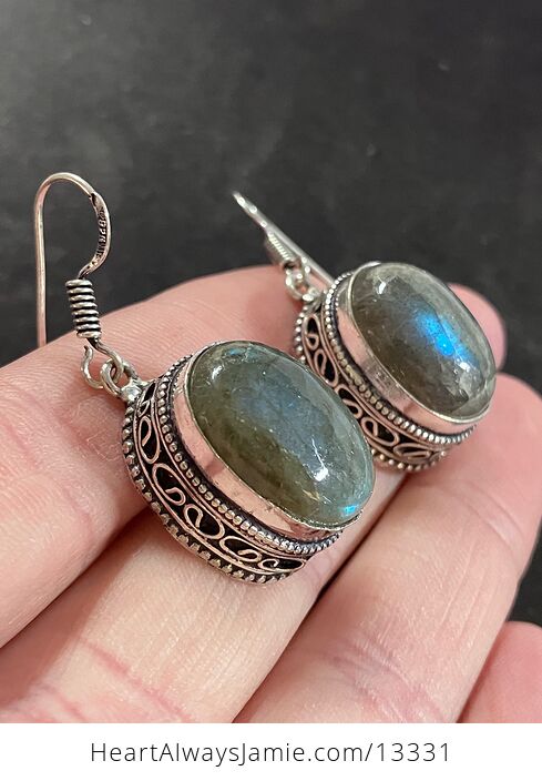 Labradorite Stone Crystal Jewelry Earrings - #Ngwxj0h4y00-1