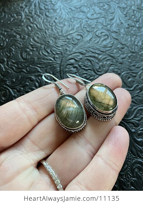 Labradorite Stone Crystal Jewelry Earrings - #uLbMmAmB378-1