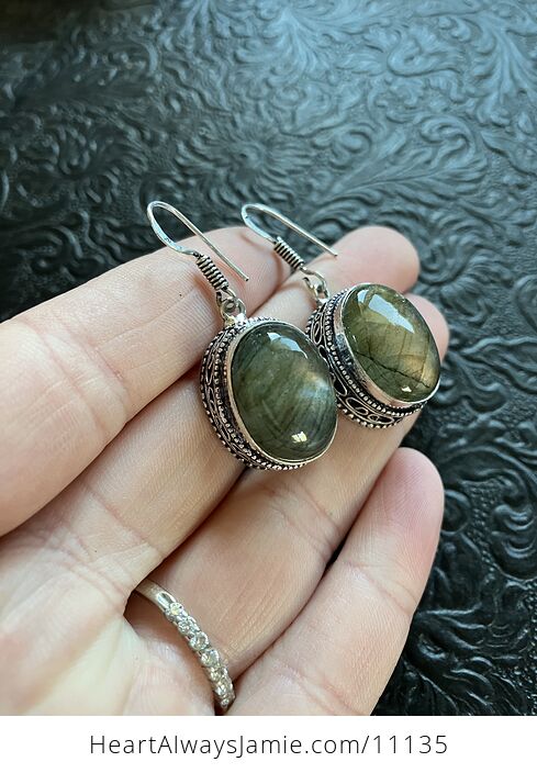 Labradorite Stone Crystal Jewelry Earrings - #uLbMmAmB378-3