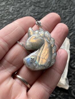 Labradorite Stone Unicorn Pendant Necklace Jewelry #KdWg1HxBZiI