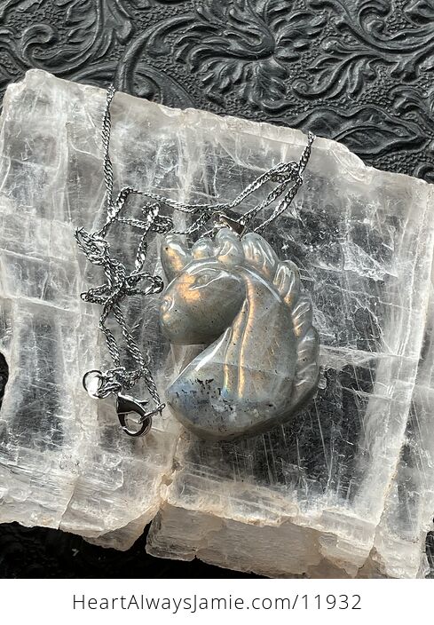 Labradorite Stone Unicorn Pendant Necklace Jewelry - #KdWg1HxBZiI-5