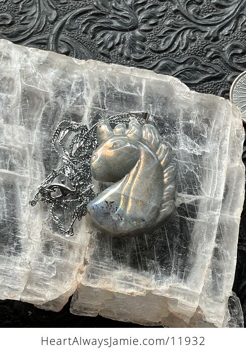 Labradorite Stone Unicorn Pendant Necklace Jewelry - #KdWg1HxBZiI-7