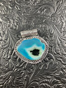 Lagoon Druzy Geode Agate Slice Crystal Stone Jewelry Pendant #ikDhw7qSf4s