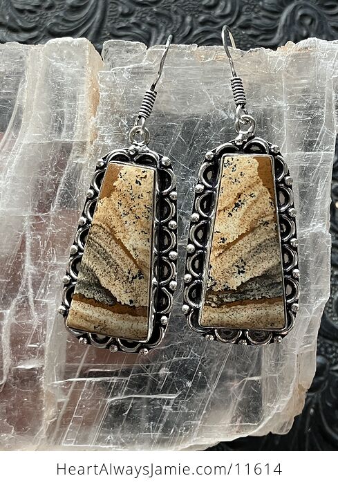 Landscape Picture Jasper Stone Crystal Jewelry Earrings - #n6QgvI0Nu7k-1