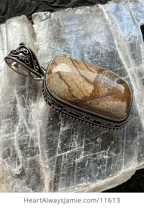 Landscape Picture Jasper Stone Crystal Jewelry Pendant - #vjzjY4pL08s-2