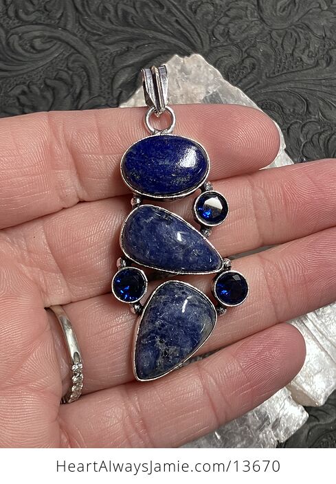 Lapis Lazlui Sodalite and Blue Gem Pendant Stone Crystal Jewelry - #KYSceMm2jQo-1