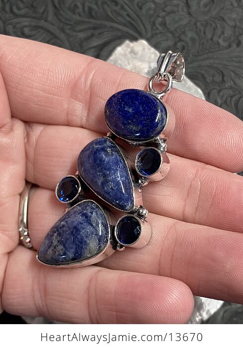 Lapis Lazlui Sodalite and Blue Gem Pendant Stone Crystal Jewelry - #KYSceMm2jQo-3