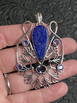 Lapis Lazuli and Amethyst Bohemian Styled Mandala Pendant Stone Crystal Jewelry #3xXSVQVKY5g