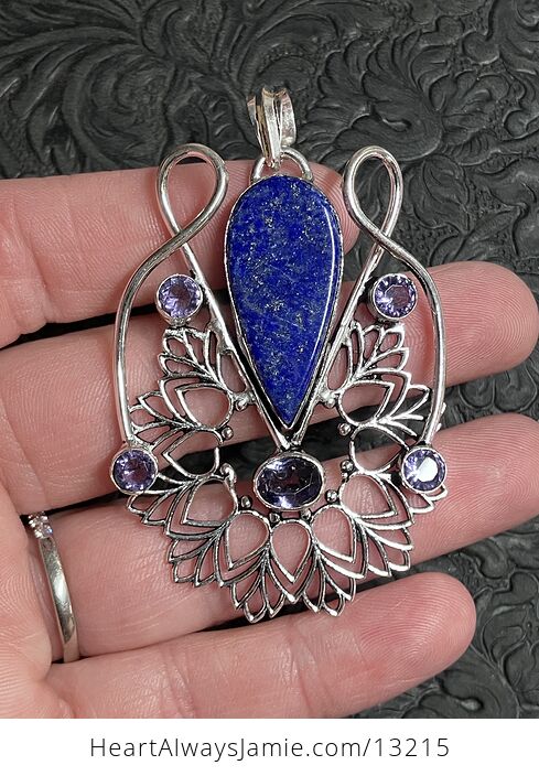 Lapis Lazuli and Amethyst Bohemian Styled Mandala Pendant Stone Crystal Jewelry - #3xXSVQVKY5g-1