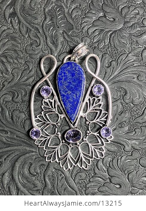 Lapis Lazuli and Amethyst Bohemian Styled Mandala Pendant Stone Crystal Jewelry - #3xXSVQVKY5g-5