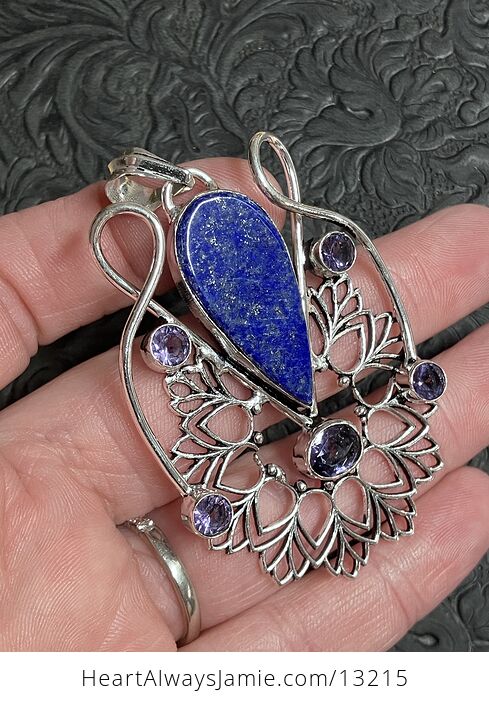 Lapis Lazuli and Amethyst Bohemian Styled Mandala Pendant Stone Crystal Jewelry - #3xXSVQVKY5g-2