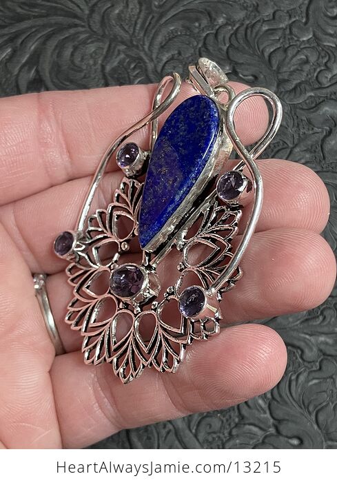 Lapis Lazuli and Amethyst Bohemian Styled Mandala Pendant Stone Crystal Jewelry - #3xXSVQVKY5g-3