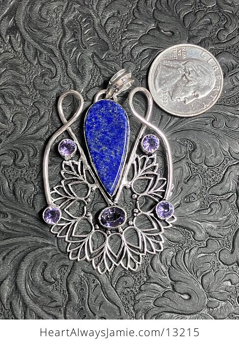 Lapis Lazuli and Amethyst Bohemian Styled Mandala Pendant Stone Crystal Jewelry - #3xXSVQVKY5g-6