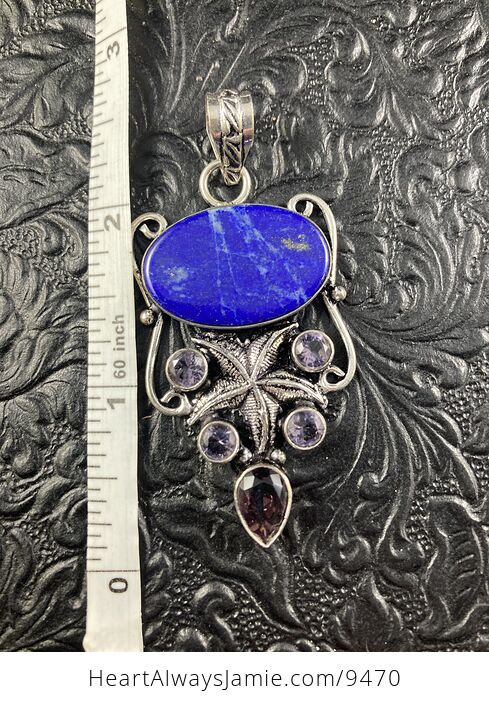 Lapis Lazuli and Amethyst Starfish Crystal Stone Jewelry Pendant - #SSpfMwMNc80-2