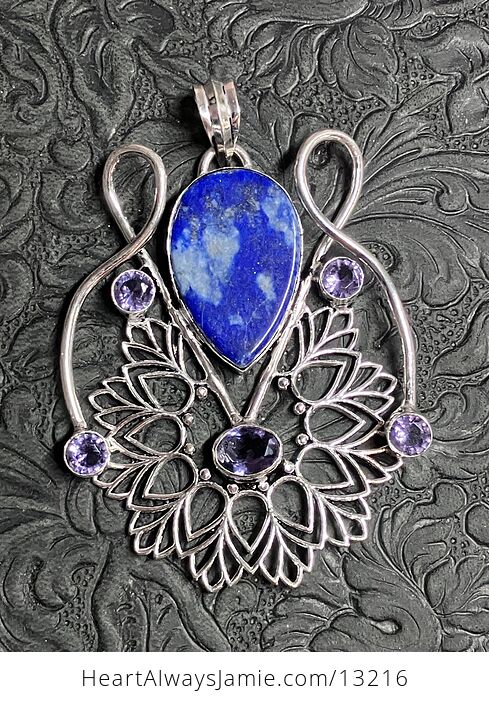 Lapis Lazuli and Faceted Amethyst Bohemian Styled Mandala Pendant Stone Crystal Jewelry - #Gv6PwmC97AY-1