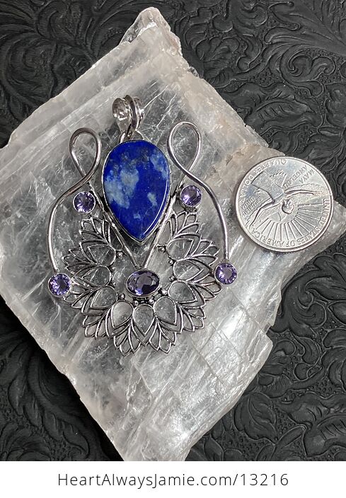 Lapis Lazuli and Faceted Amethyst Bohemian Styled Mandala Pendant Stone Crystal Jewelry - #Gv6PwmC97AY-7