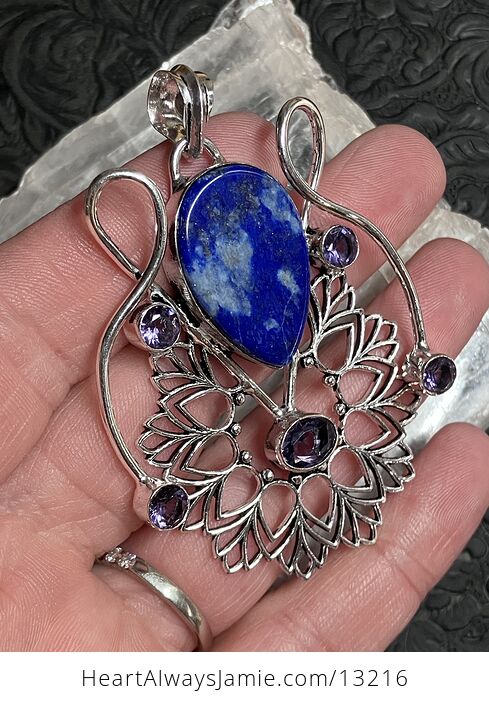 Lapis Lazuli and Faceted Amethyst Bohemian Styled Mandala Pendant Stone Crystal Jewelry - #Gv6PwmC97AY-3