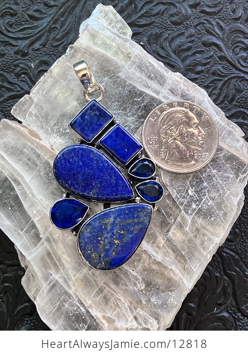 Lapis Lazuli and Faceted Blue Gem Stone Crystal Jewelry Pendant - #vTuTTMoIiTU-6