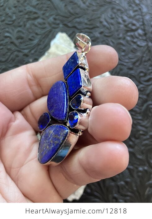 Lapis Lazuli and Faceted Blue Gem Stone Crystal Jewelry Pendant - #vTuTTMoIiTU-3