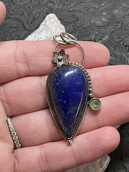 Lapis Lazuli and Faceted Gem Floral Pendant Crystal Stone Jewelry #5AxdDI9ZkD4