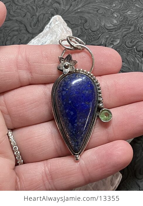 Lapis Lazuli and Faceted Gem Floral Pendant Crystal Stone Jewelry - #5AxdDI9ZkD4-1