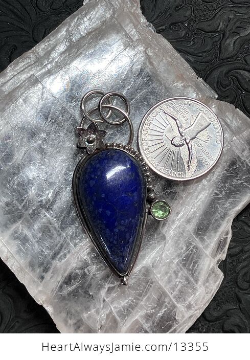 Lapis Lazuli and Faceted Gem Floral Pendant Crystal Stone Jewelry - #5AxdDI9ZkD4-5