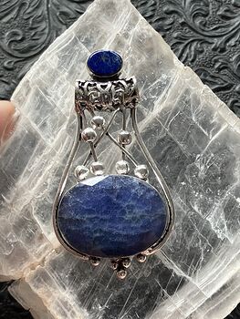 Lapis Lazuli and Sapphire Blue Aventurine Gemstone Jewelry Crystal Fidget Pendant #ETodnCNh9O8