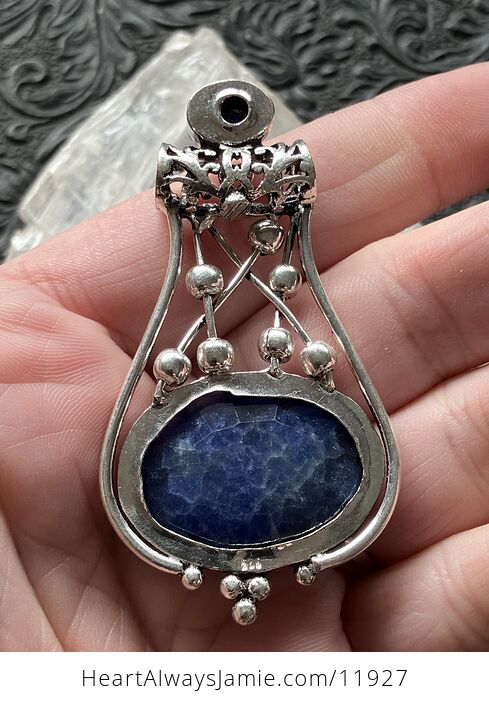 Lapis Lazuli and Sapphire Blue Aventurine Gemstone Jewelry Crystal Fidget Pendant - #ETodnCNh9O8-6