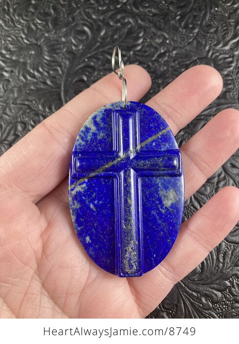 Lapis Lazuli Cross Stone Jewelry Pendant Mini Art Ornament - #6WtnKW97WQc-1